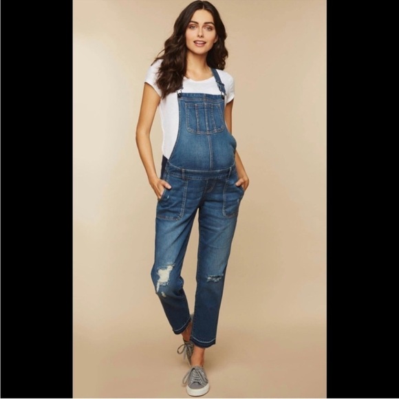Motherhood Maternity Indigo Blue Stretchy Jean Overalls - Picture 9 of 9